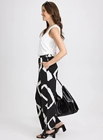 Pantalon large à motif géométrique