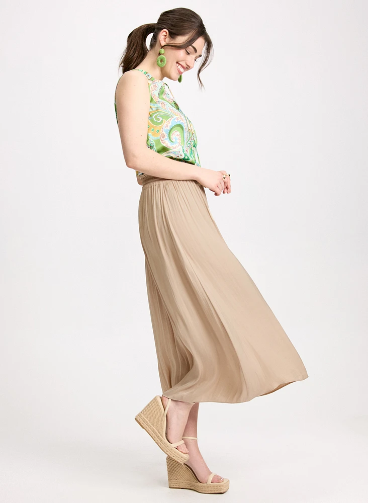 Satin Drawstring Waist Skirt