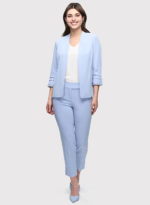 Pleated Sleeve Jacket & Slim Leg Ankle Pants