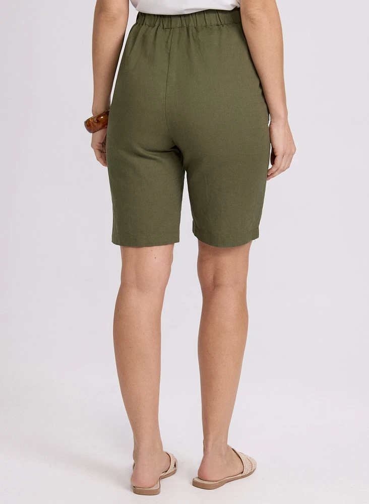 Linen-Blend Bermuda Shorts