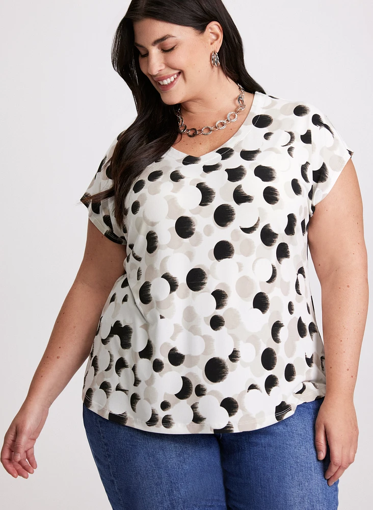 Brushed Dot Print Top