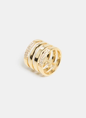 Tiered Crystal Band Ring