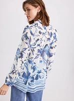 Blouse florale en chiffon boutonnée