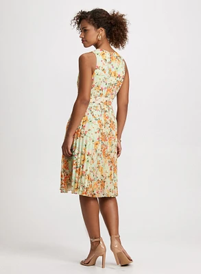 Robe plissée à motif floral