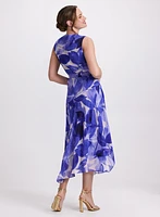 Robe midi à motif feuilles