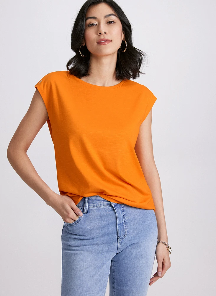 T-shirt à boutons métalliques