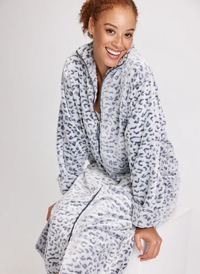 Leopard Print Zip-Front Robe