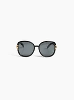 Metallic Detail Round Sunglasses