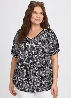 Geometric Cold-Shoulder Top