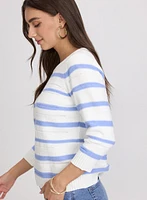 Pull rayé en mélange de coton