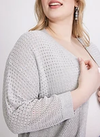 Cardigan en tricot ajouré métallique