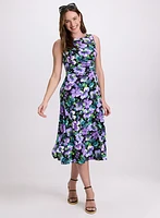 Robe midi florale froncée