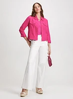 Linen Jacket & Wide Leg Jeans