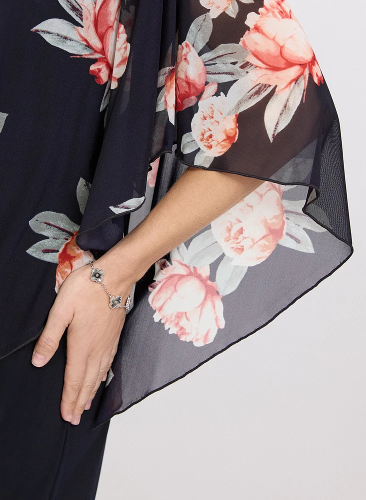 Robe à superposition en chiffon floral