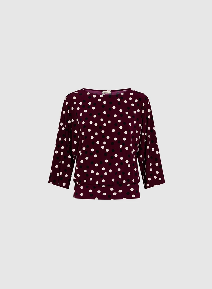 Polka Dot Elbow Sleeve Top