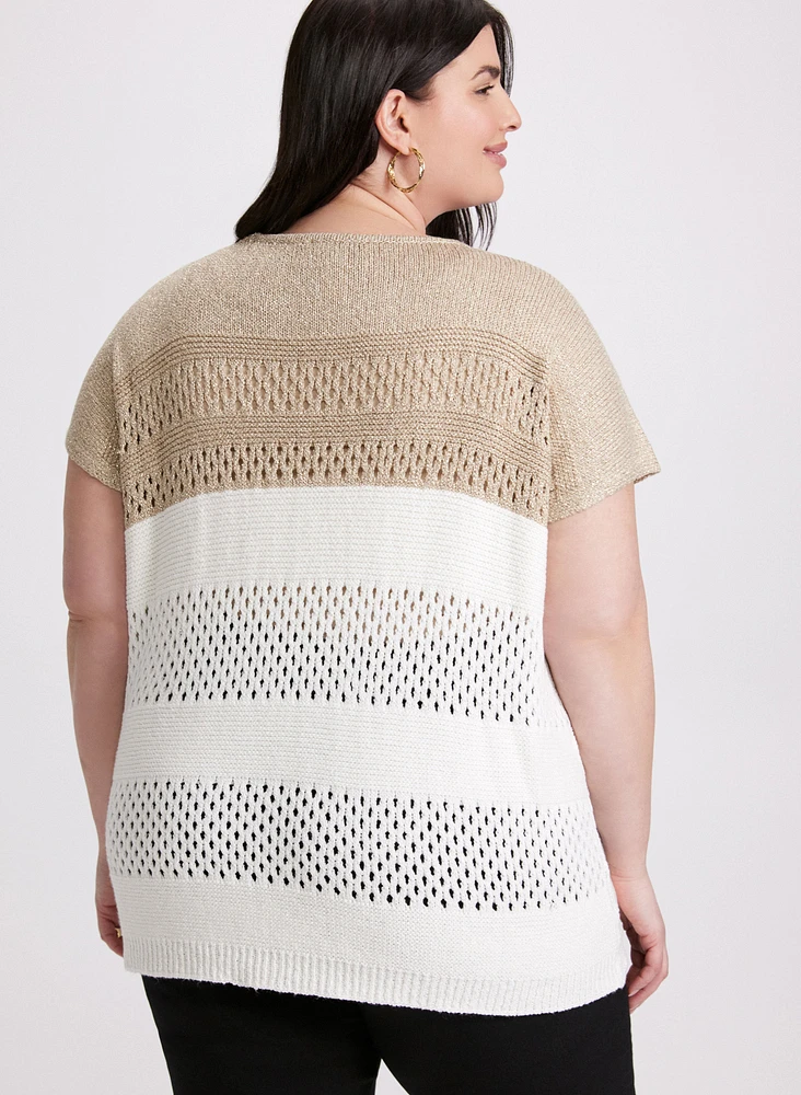 Joseph Ribkoff - Pull rayé en tricot ajouré