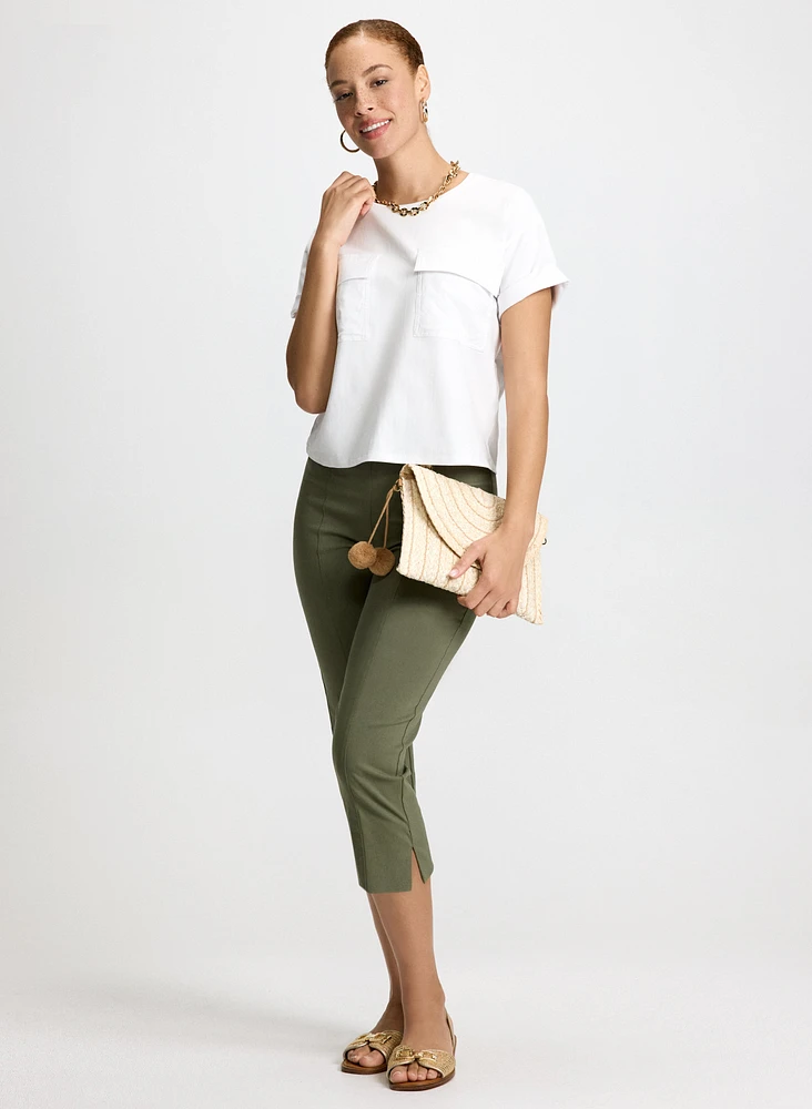 Cargo Pocket Tee & Straight Leg Pull-On Capris