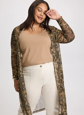 Snake Print Slit Cardigan