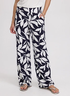 Pantalon Olivia large à motif feuilles