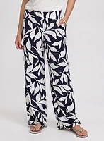 Pantalon Olivia large à motif feuilles