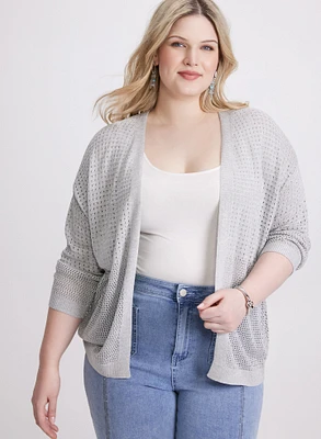 Cardigan en tricot ajouré métallique