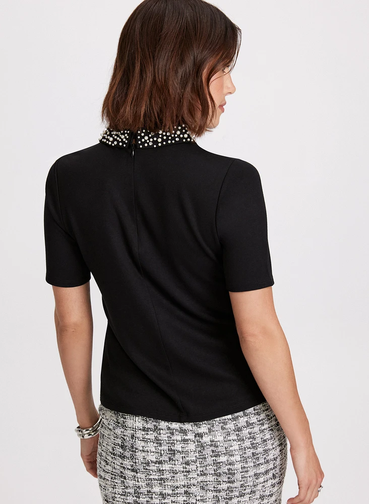 Embellished Collar Top