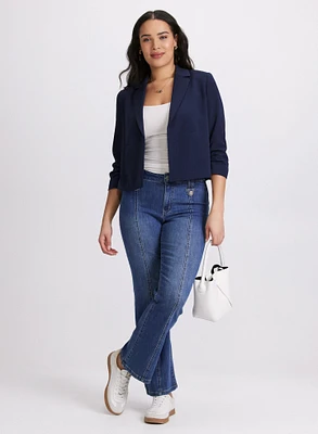 Open Front Blazer & Flare Leg Jeans