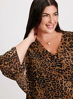 Leopard Print V-Neck Blouse