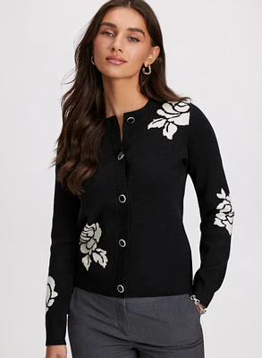 Floral Print Button-Up Cardigan