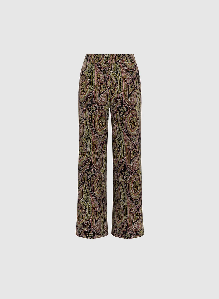 Olivia Paisley Print Wide-Leg Pants