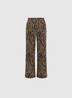 Olivia Paisley Print Wide-Leg Pants