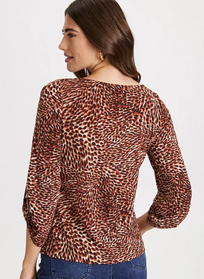 Animal Print Boat Neck Top