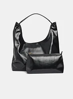 Vegan Leather Handbag & Pouch Set