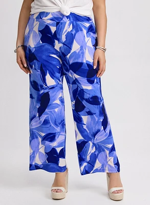 Pantalon Olivia à jambe large motif botanique