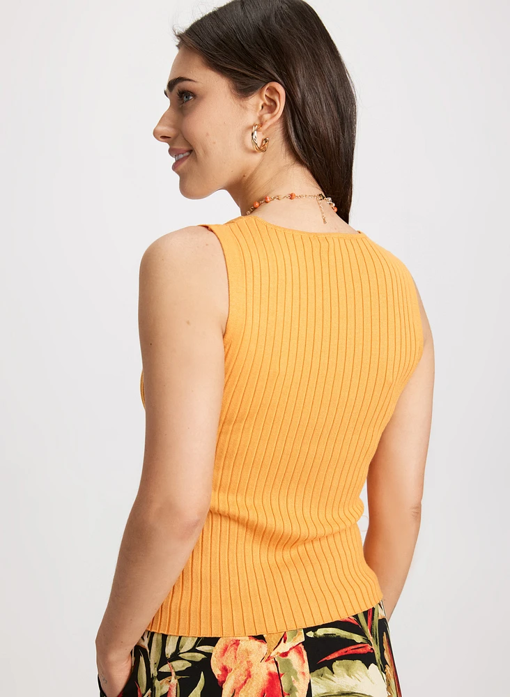 Sleeveless Ribbed Knit Sweater