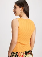 Sleeveless Ribbed Knit Sweater