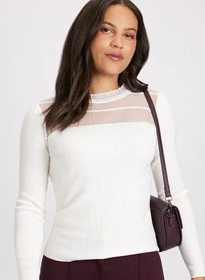 Sheer Insert Long Sleeve Sweater