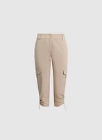 Cropped Drawstring Hem Cargo Pants