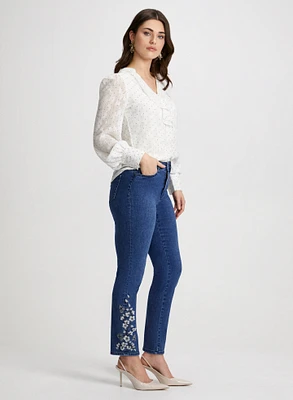 Embroidered Straight Leg Jeans