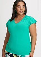 Ruched Detail Cap Sleeve T-Shirt