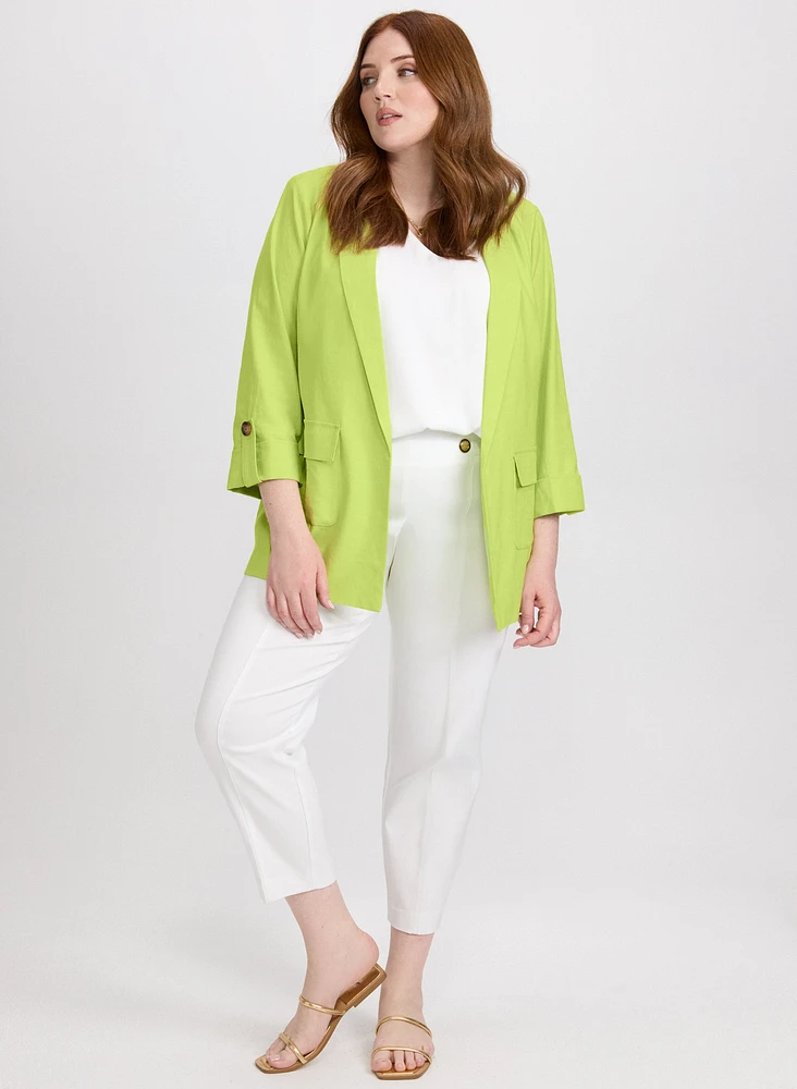 Blazer en mélange de lin et pantalon Sofia à jambe étroite