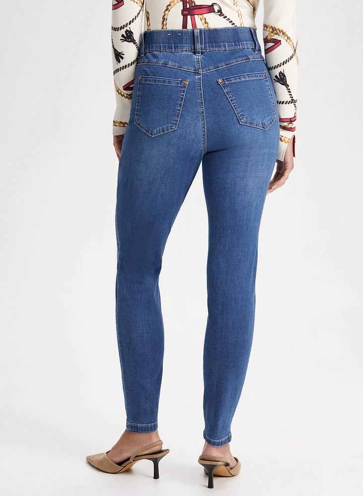 Jeans à enfiler jambe étroite