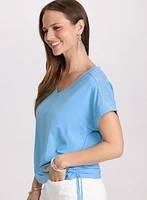 T-shirt froncé à pierres