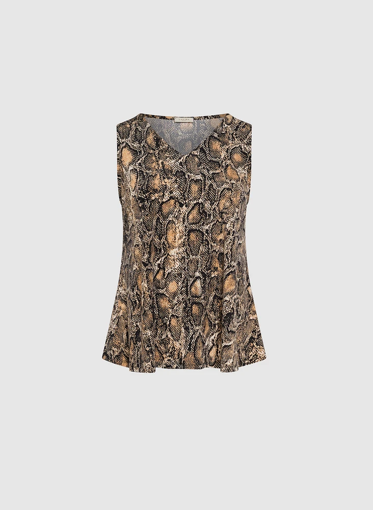 Snake Print A-Line Top