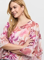 Blouse fleurie à manches évasées