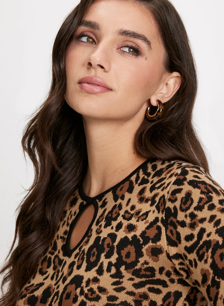 Sash Detail Leopard Print Dress