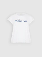 T-shirt à texte en mélange de coton