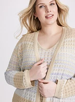 Striped Open Knit Cardigan