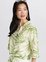 Blouse tropicale à ourlet noué