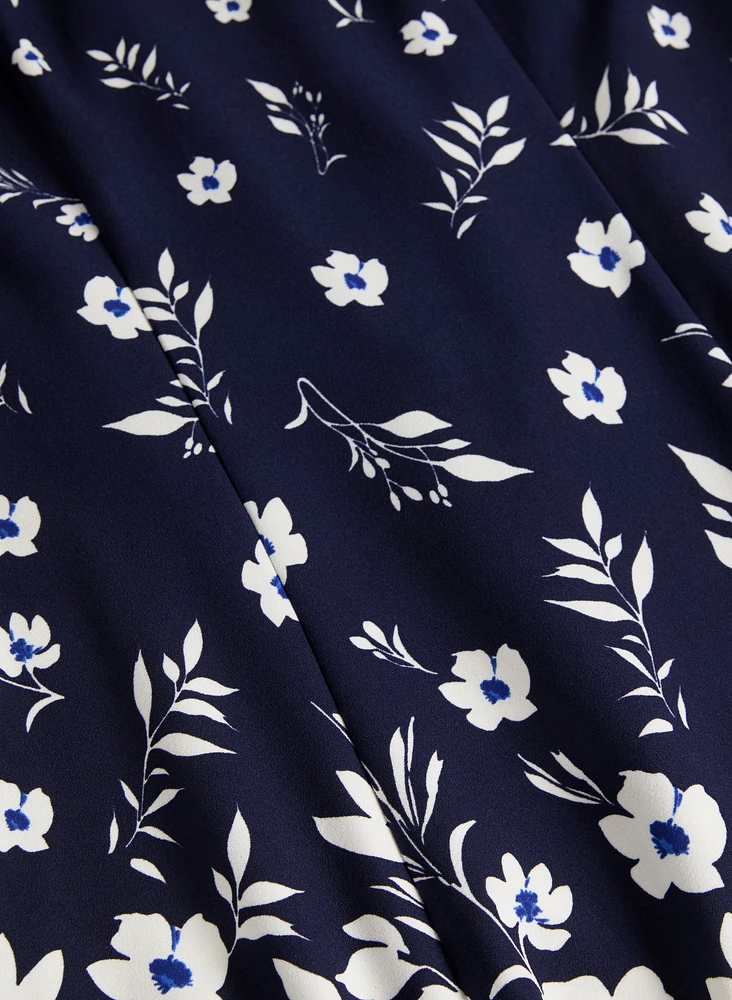 Cascading Floral Print Dress
